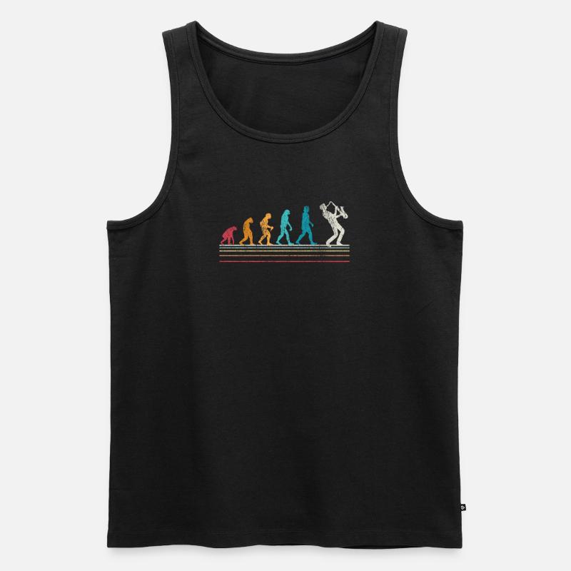 Cadeau rétro Saxophone Evolution Sax - Débardeur bio Premium Homme - noir