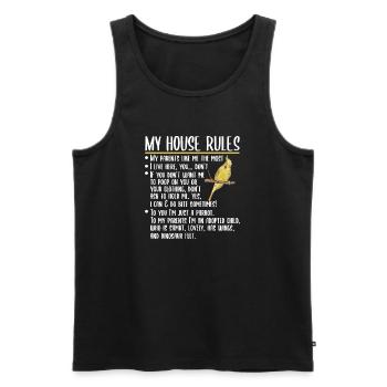 My House Rules Nymph Parakeet Bird Gift - Men's Premium Organic Tank Top - black - Front - AI Model Male 178 light (178cm)