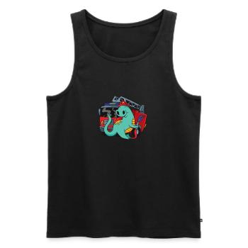 Fire truck with Dino blue light - Men's Premium Organic Tank Top - black - Front - AI Model Male 178 light (178cm)