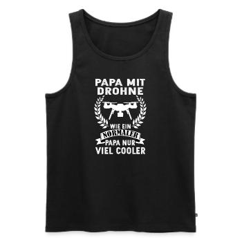 Papa mit Drohne Quadrokopter Vatertag - Männer Premium Bio Tank Top - Schwarz - Vorne - Michal (187cm)