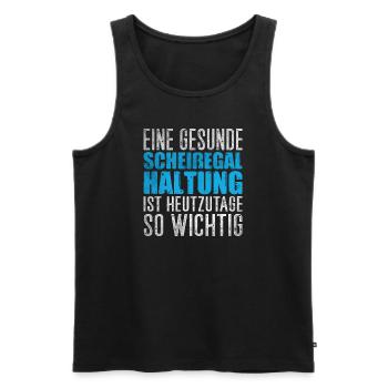 Scheißegal Haltung - Männer Premium Bio Tank Top - Schwarz - Vorne - Michal (187cm)