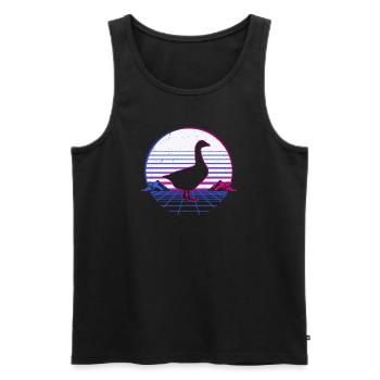 Retro Vintage Retrowave Gans Gänse Vogel - Männer Premium Bio Tank Top - Schwarz - Vorne - AI Model Male 178 light (178cm)