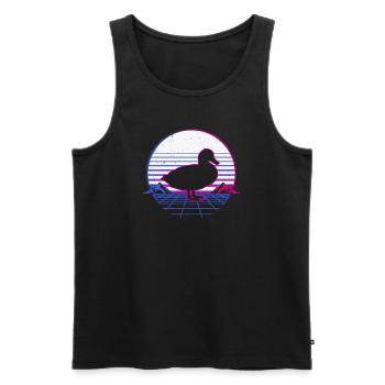 Retro Vintage Retrowave Duck Animal - Men's Premium Organic Tank Top - black - Front - Michal (187cm)
