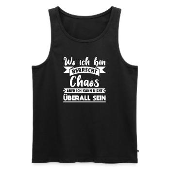 Wo ich bin herrscht Chaos - Männer Premium Bio Tank Top - Schwarz - Vorne - AI Model Male 178 light (178cm)