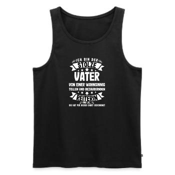 Stolzer Vater einer Reiterin Reitermädchen - Männer Premium Bio Tank Top - Schwarz - Vorne - AI Model Male 178 light (178cm)