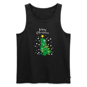 Arbre de Noël T-Rex Dino Arbre de Noël - Débardeur bio Premium Homme - noir - Devant - Michal (187cm)