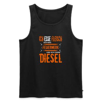 Stolzer Dieselfahrer und Fleischesser Spruch - Männer Premium Bio Tank Top - Schwarz - Vorne - Michal (187cm)