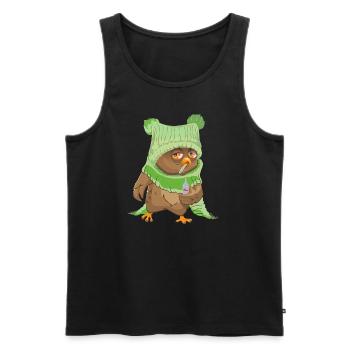 Eule, Schnupfen, Krank Nachthemd, Schlafanzug, Owl - Männer Premium Bio Tank Top - Schwarz - Vorne - Michal (187cm)