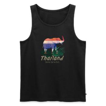 Éléphant de Thaïlande avec drapeau et cadeau jungle - Débardeur bio Premium Homme - noir - Devant - Michal (187cm)