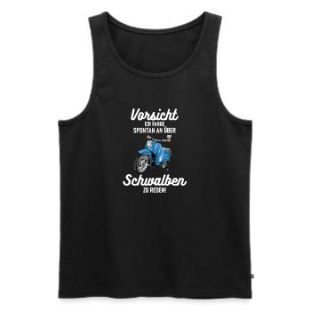 Vorsicht Ich rede über KR51 Schwalben DDR Moped - Männer Premium Bio Tank Top - Schwarz - Vorne - AI Model Male 178 light (178cm)