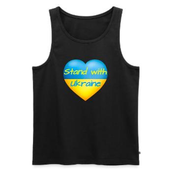 Stand with Ukraine Heart yellow blue flag Ukraine - Men's Premium Organic Tank Top - black - Front - AI Model Male 178 light (178cm)