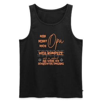 OPA KOMPLIZE weiß - Männer Premium Bio Tank Top - Schwarz - Vorne - AI Model Male 178 light (178cm)