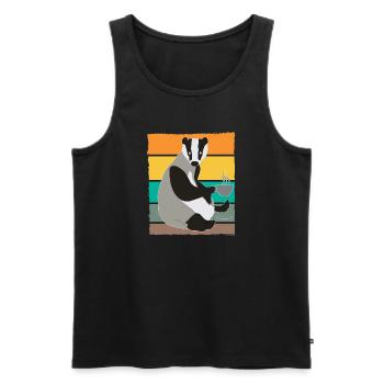 Dachs mit Heißgetränk - Männer Premium Bio Tank Top - Schwarz - Vorne - Michal (187cm)