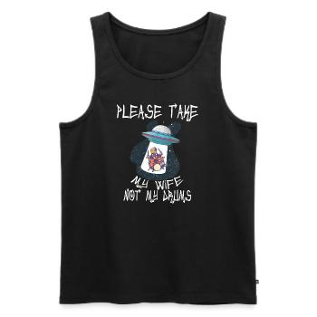Funny Drummer Drumming Drum Kit Percussion I Wife - Männer Premium Bio Tank Top - Schwarz - Vorne - Michal (187cm)