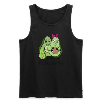 Wir sind bald vier 4 Avocado - Ankündigung - Männer Premium Bio Tank Top - Schwarz - Vorne - Michal (187cm)