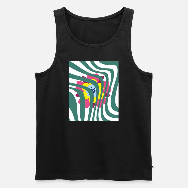 Farbliche gewellte Blume - Männer Premium Bio Tank Top - Schwarz