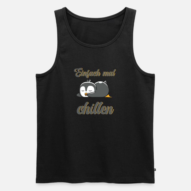 Chilliger Pinguin - Männer Premium Bio Tank Top - Schwarz