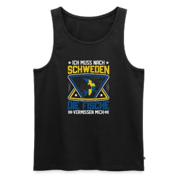 Angeln in Schweden Angeltrip nach Schweden - Männer Premium Bio Tank Top - Schwarz - Vorne - Michal (187cm)