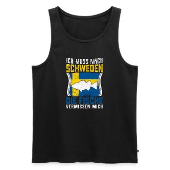 Angeln in Schweden Angeltrip Geschenk - Männer Premium Bio Tank Top - Schwarz - Vorne - Michal (187cm)