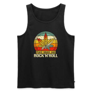 Peace Rock 'n' Roll Rock Vêtements Vintage Cannabis - Débardeur bio Premium Homme - noir - Devant - Michal (187cm)