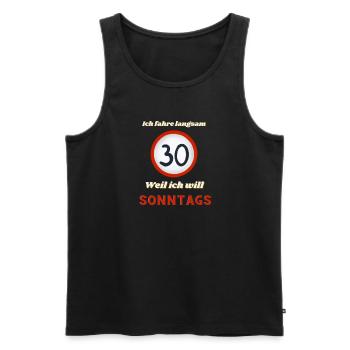 Ich fahren langsam weil ich will - Sonntags - Männer Premium Bio Tank Top - Schwarz - Vorne - AI Model Male 178 light (178cm)