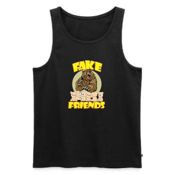 Friends fake friends - Men's Premium Organic Tank Top - black - Front - Michal (187cm)