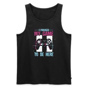 I paused my game to be here - Männer Premium Bio Tank Top - Schwarz - Vorne - Michal (187cm)