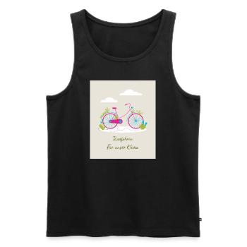 Radfahren für unser Klima - Männer Premium Bio Tank Top - Schwarz - Vorne - Michal (187cm)