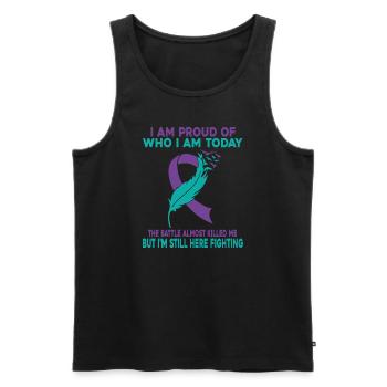 I Am Proud Who I Am The Battle Suicide Awareness - Männer Premium Bio Tank Top - Schwarz - Vorne - Michal (187cm)