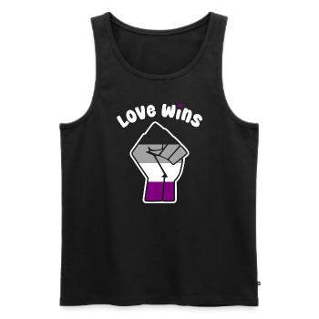 Love Wins Asexual Pride Fist Design for Equality - Men's Premium Organic Tank Top - black - Front - Michal (187cm)