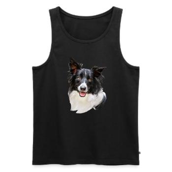 Border Collie Dog Head - Men's Premium Organic Tank Top - black - Front - Michal (187cm)