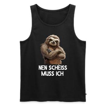 Faultier Sloth Wildnis Nen scheiss muss ich - Männer Premium Bio Tank Top - Schwarz - Vorne - AI Model Male 178 light (178cm)