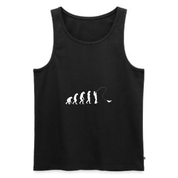 Darwin Evolution Menschenaffe Mensch Angeln Angler - Männer Premium Bio Tank Top - Schwarz - Vorne - AI Model Male 178 light (178cm)