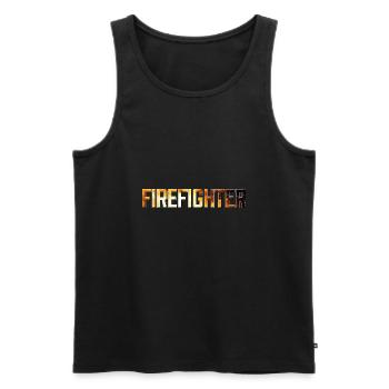 FIREFIGHTER Schriftzug - Männer Premium Bio Tank Top - Schwarz - Vorne - AI Model Male 178 light (178cm)