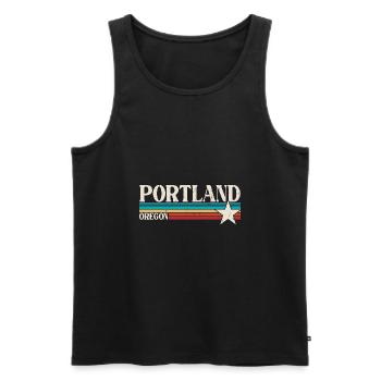 Portland - Männer Premium Bio Tank Top - Schwarz - Vorne - AI Model Male 178 light (178cm)