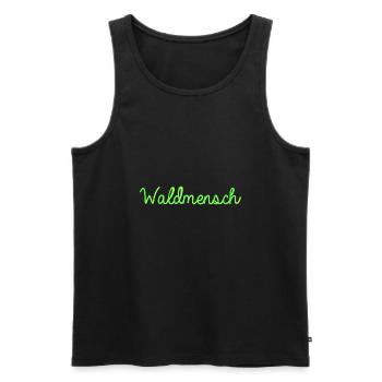 Waldmensch Schriftzug für Naturliebhaber - Männer Premium Bio Tank Top - Schwarz - Vorne - Michal (187cm)