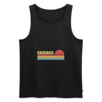 Chicago 70er Jahre Hippie - Männer Premium Bio Tank Top - Schwarz - Vorne - AI Model Male 178 light (178cm)