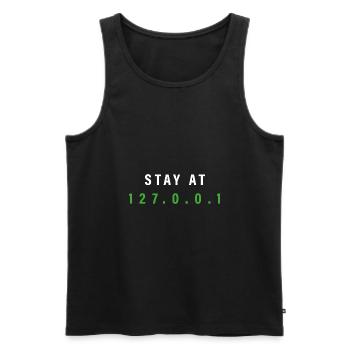 rester à la maison nerd en disant 127.0.0.1 - Débardeur bio Premium Homme - noir - Devant - AI Model Male 178 light (178cm)