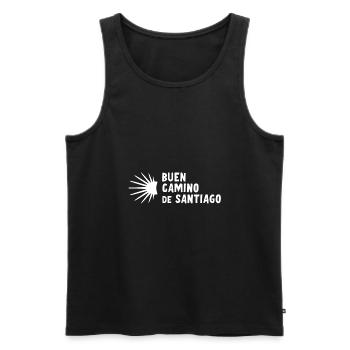Buen Camino de Santiago de Compostela Jakobsweg - Débardeur bio Premium Homme - noir - Devant - AI Model Male 178 light (178cm)