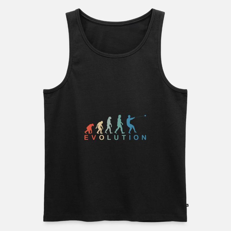 Hammerwerfen Hammerwurf Männer Evolution Retro - Männer Premium Bio Tank Top - Schwarz