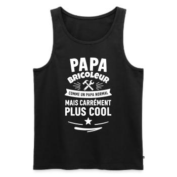 Papa bricoleur – plus cool qu’un papa normal - Débardeur bio Premium Homme - noir - Devant - Michal (187cm)