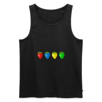 Bunte Erdbeeren - Männer Premium Bio Tank Top - Schwarz - Vorne - AI Model Male 178 light (178cm)