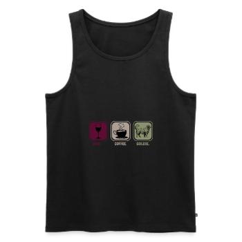 Golden Retriever Goldie Wein Kaffee Spruch Lustig - Männer Premium Bio Tank Top - Schwarz - Vorne - Michal (187cm)