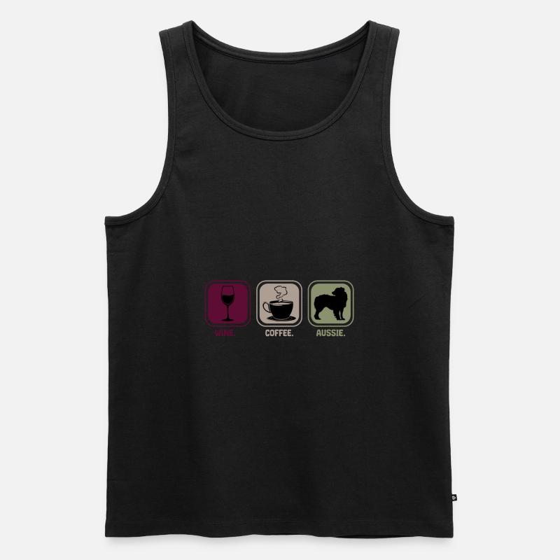 Aussie Australian Shepherd Wein Kaffee - Männer Premium Bio Tank Top - Schwarz