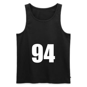 94 - Men's Premium Organic Tank Top - black - Front - AI Model Male 178 light (178cm)