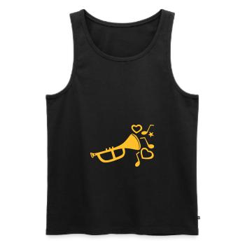 Trompete, Herzen, Noten - Männer Premium Bio Tank Top - Schwarz - Vorne - Michal (187cm)