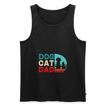 Cat Dog Dad Gift Shirt - Men's Premium Organic Tank Top - black - Front - AI Model Male 178 light (178cm)
