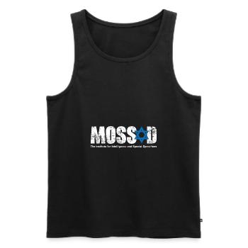 Mossad Gift Saying Jewish Hanukkah - Men's Premium Organic Tank Top - black - Front - AI Model Male 178 light (178cm)