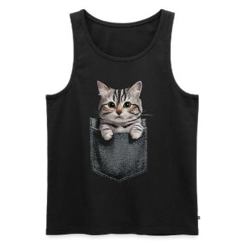 Orientalisch Kurzhaar Katze in der Tasche Geschenk - Männer Premium Bio Tank Top - Schwarz - Vorne - Michal (187cm)
