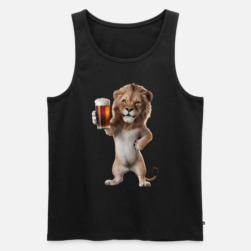 Löwe Bier - Männer Premium Bio Tank Top - Schwarz